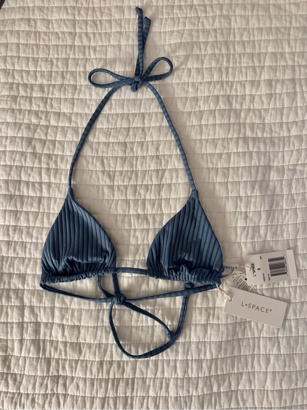 l*space Ribbed Triangle Bikini Top - Slate Blue
